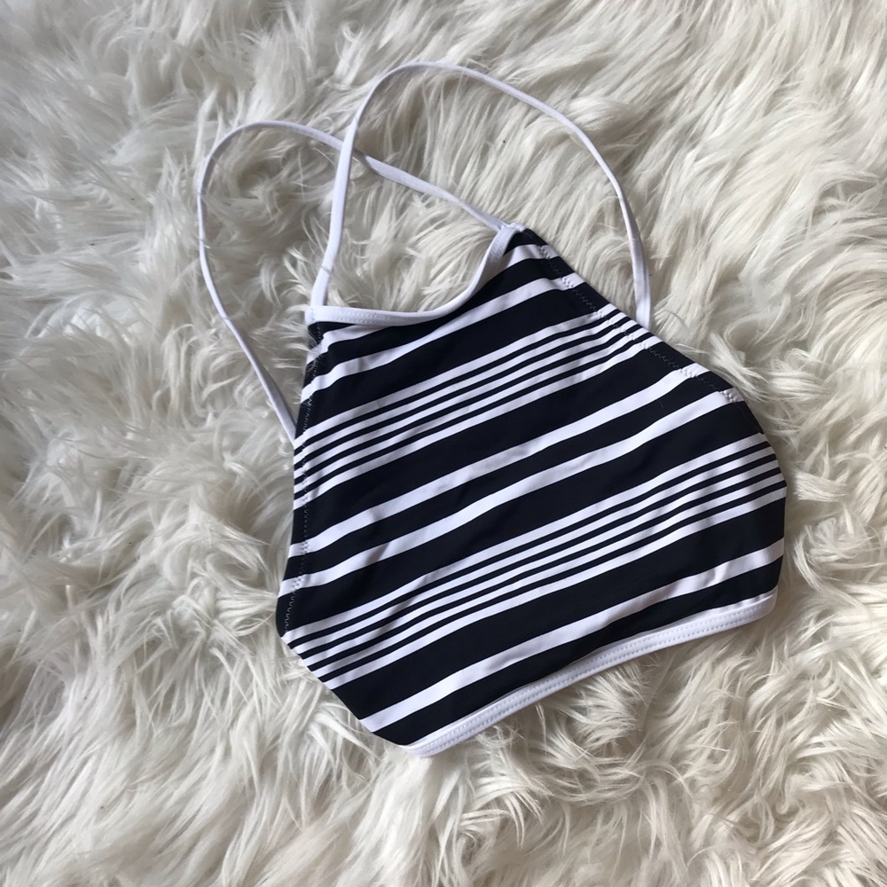 NWOT Halter Striped Bathing Suit Top - Picture 1 of 5